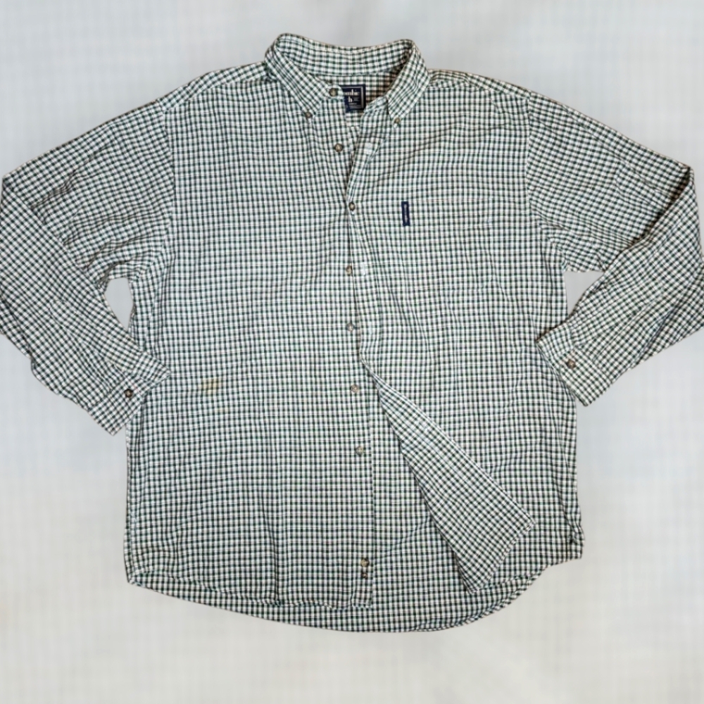 Abercrombie & Fitch Men’s Button-Down Shirt L Green White Red Plaid Long Sleeve